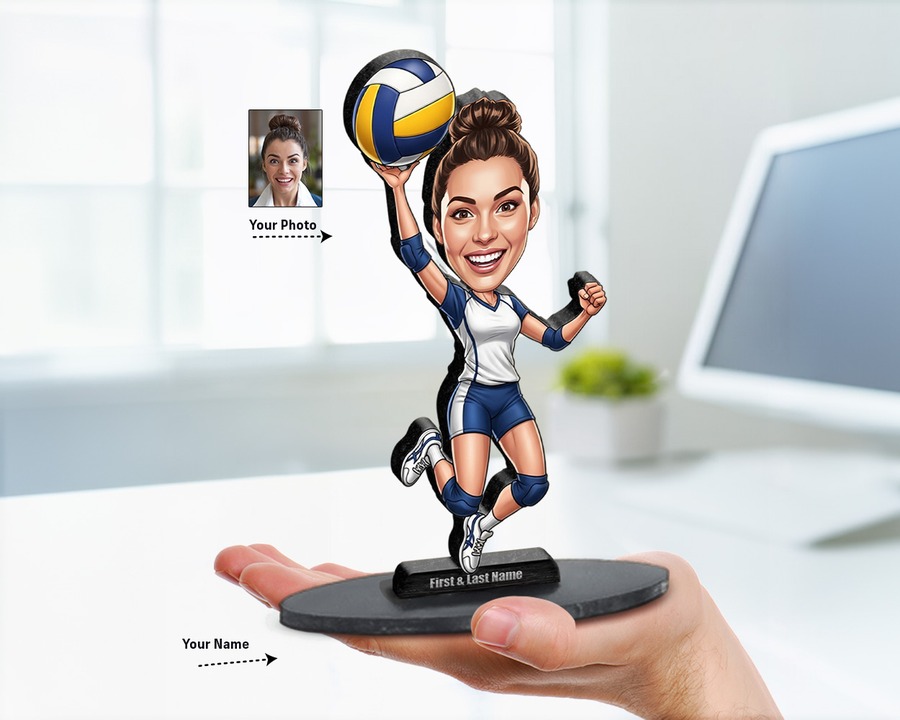 Volleyball Player figurine — custom personalized Sport gift, premium wood 8 inches