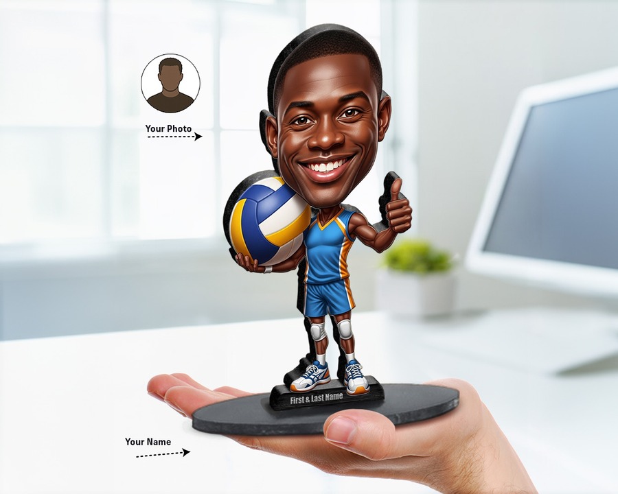 Volleyball Player figurine — custom personalized Sport gift, premium wood 8 inches