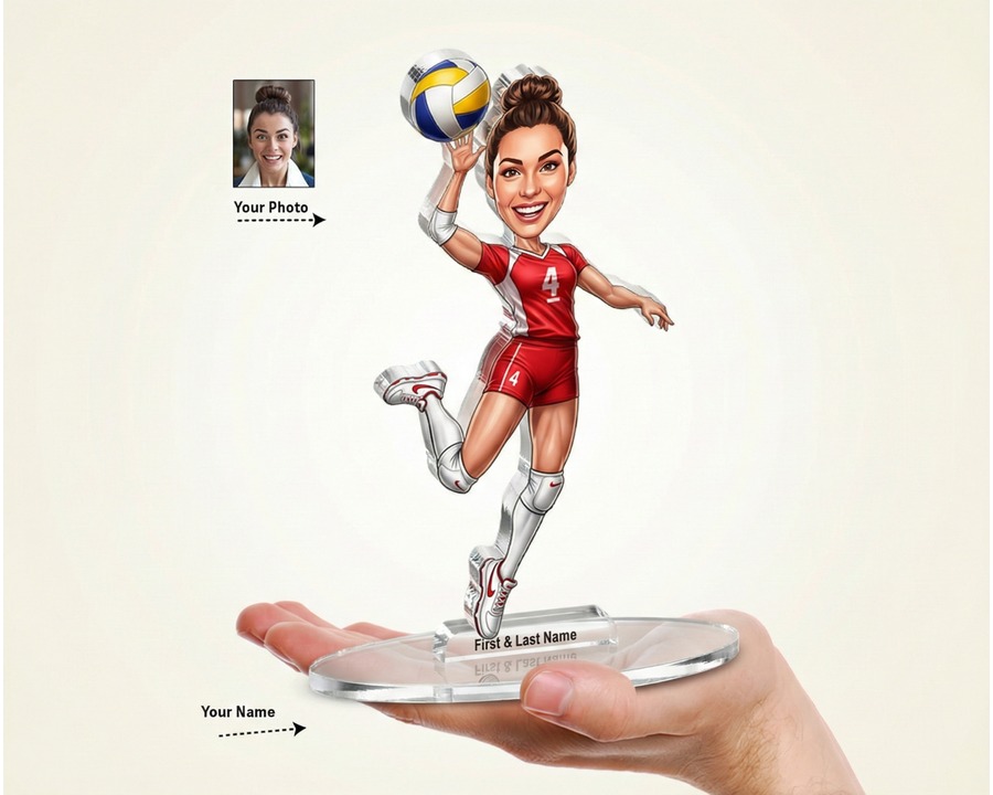Volleyball Player figurine — custom personalized Sport gift, premium wood 8 inches