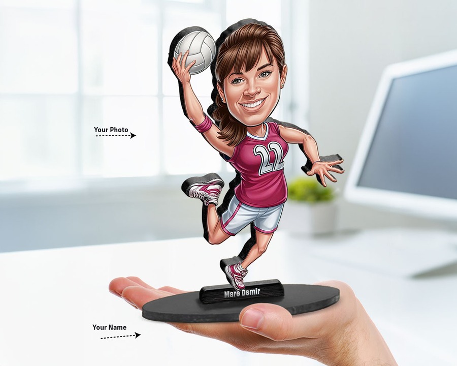 Volleyball Player figurine — custom personalized Sport gift, premium wood 8 inches