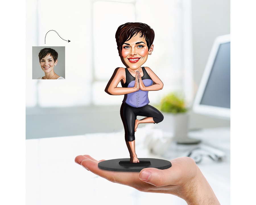 Yoga Instructor figurine — custom personalized Sport gift, premium wood 8 inches