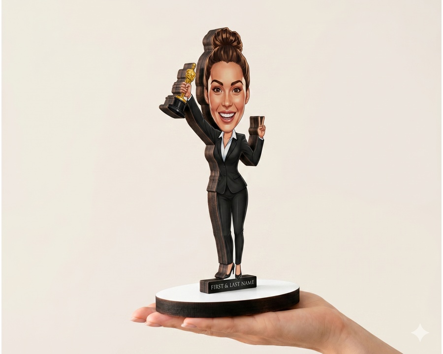 Businesswoman Black Suit Award figurine — custom For Her gift