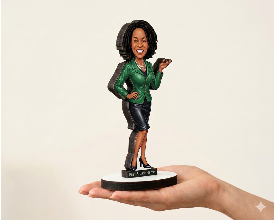 Businesswoman Green Suit figurine — custom For Her gift